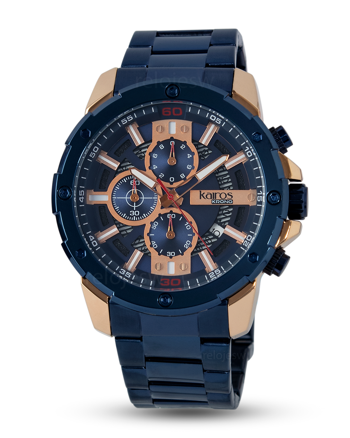 Reloj Kairos Hombre Azul Oro Rosa KR8336-3