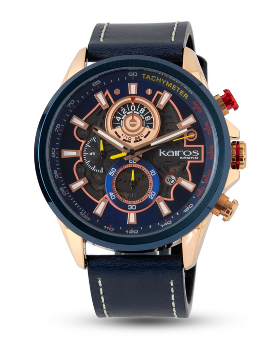 Reloj Kairos Hombre Azul Oro Rosa KR8380-3