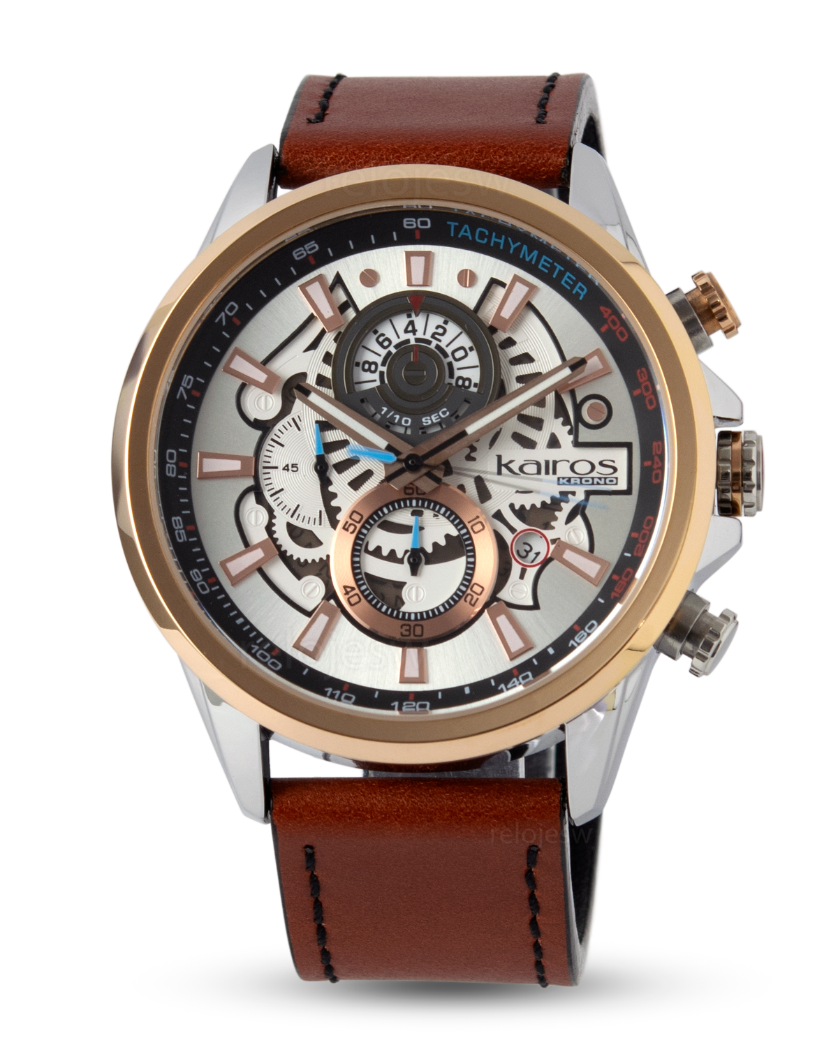 Reloj Kairos Hombre Marron Plateado KR8380-6