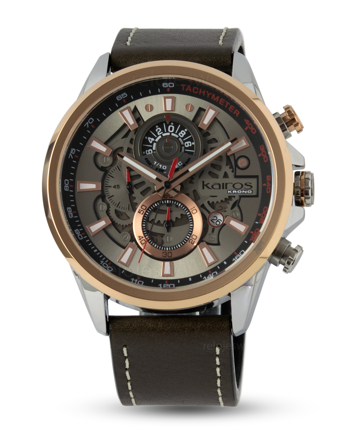 Reloj Kairos Hombre Marrón Plateado KR8380-8