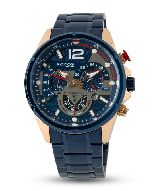 Reloj Kairos Hombre Azul Oro Rosa KR8395-3