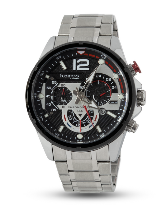 Reloj Kairos Hombre Plateado Negro KR8395-5