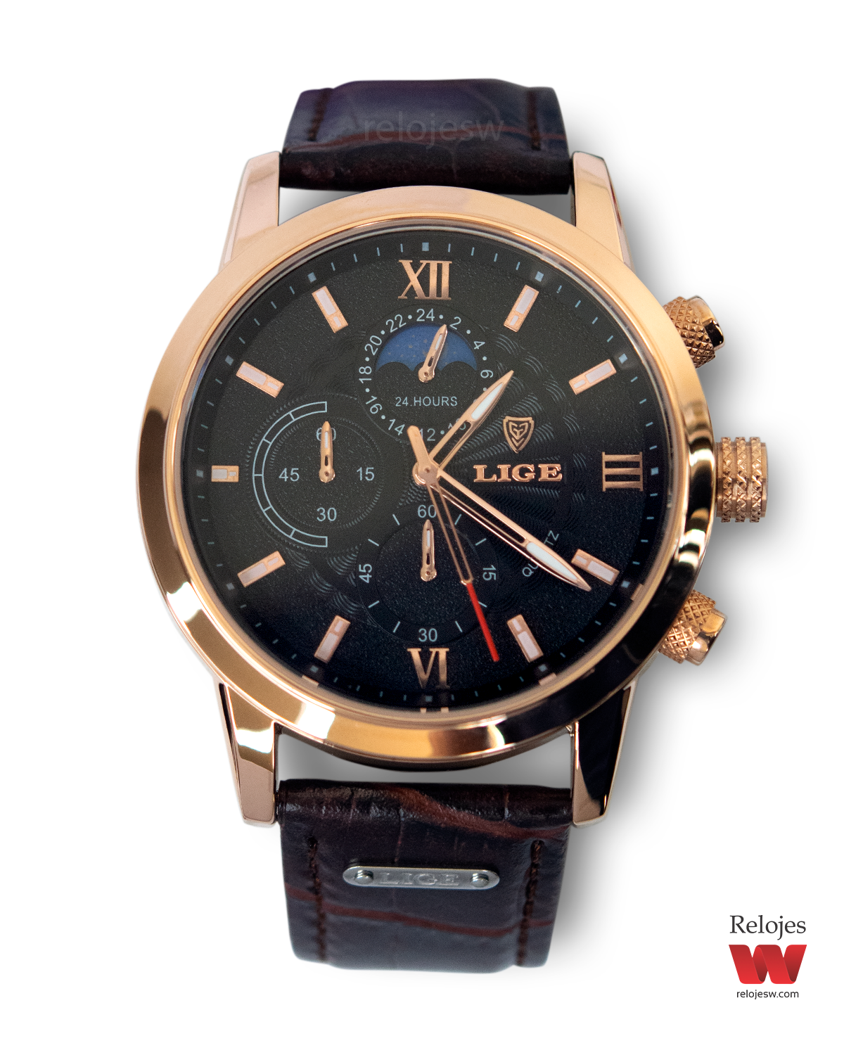 Reloj Lige Hombre LG8932 Marron Oro Rosa