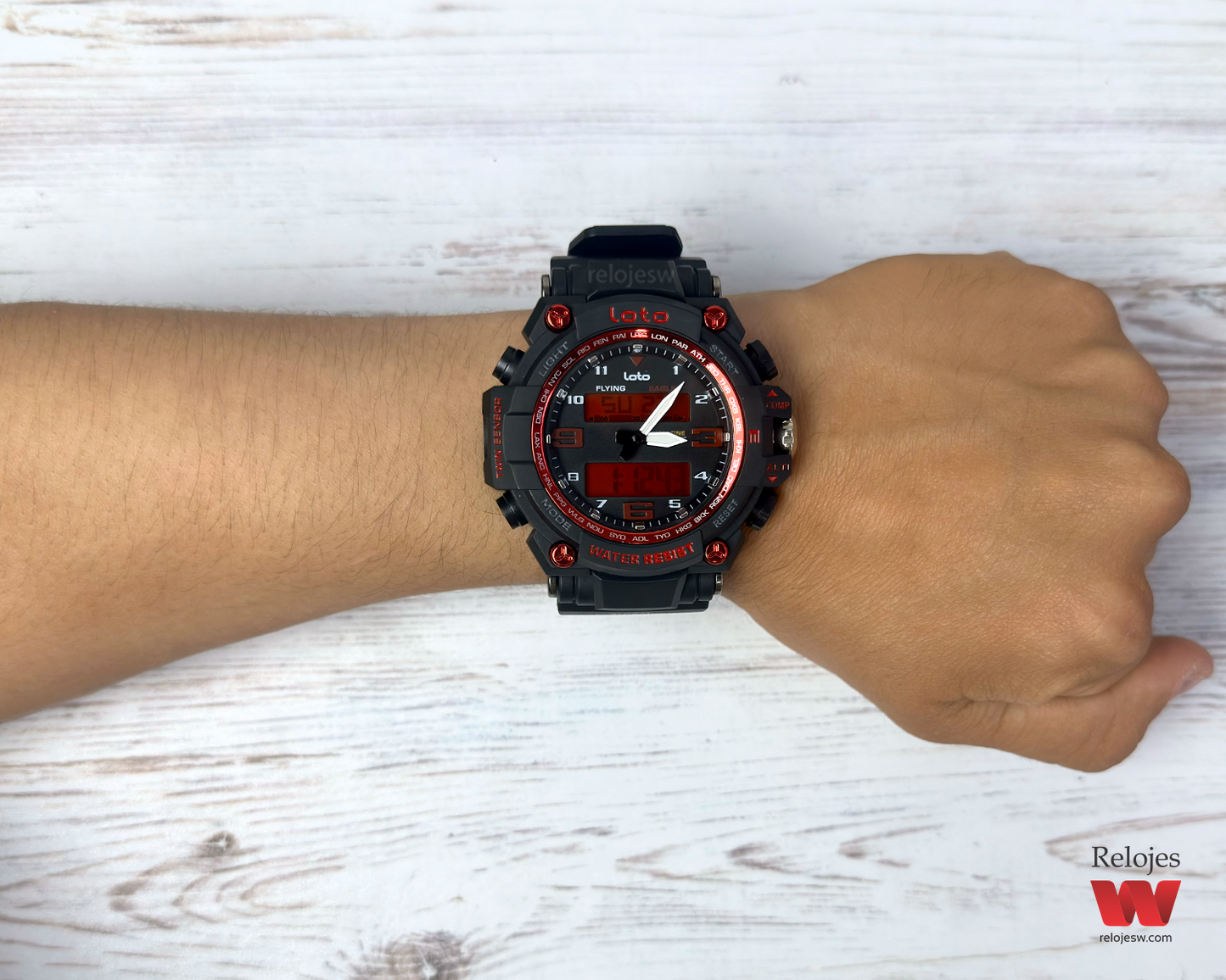 Reloj Loto Hombre Negro Rojo LT-2403-NERO