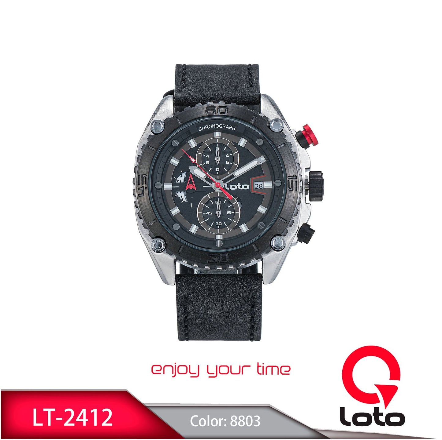 Reloj Loto Hombre Negro Plateado LT-2412-NEPL