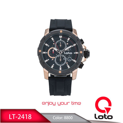 Reloj Loto Hombre Negro Oro Rosa LT-2418-NEOR