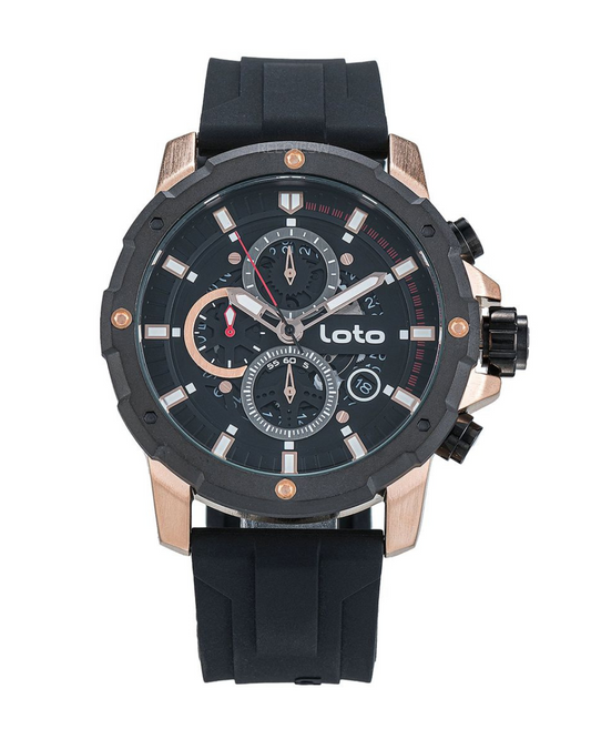 Reloj Loto Hombre Negro Oro Rosa LT-2418-NEOR