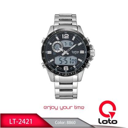 Reloj Loto Hombre Plateado Negro LT-2421-PLNE