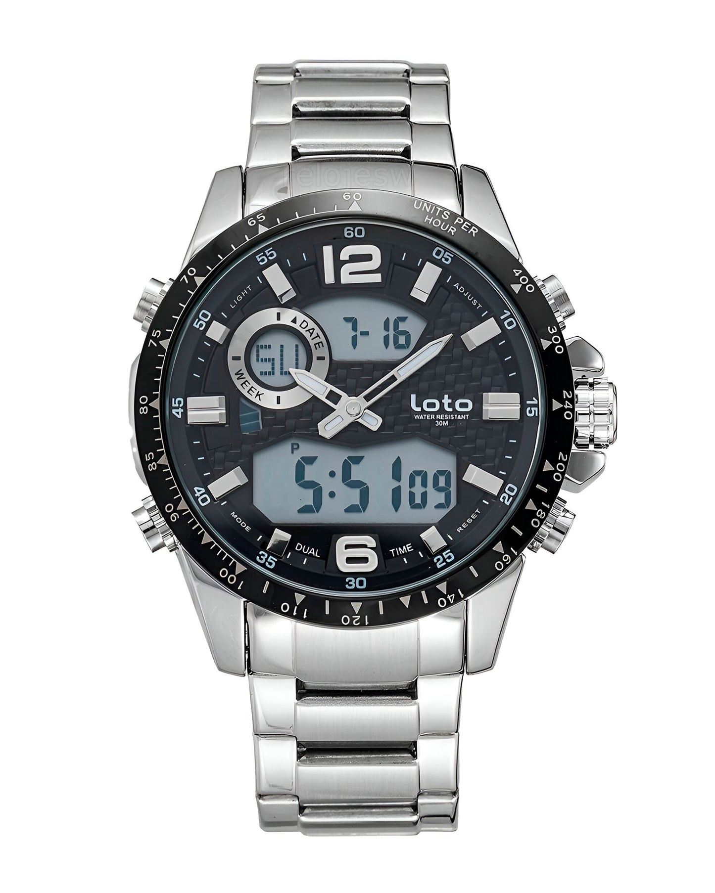 Reloj Loto Hombre Plateado Negro LT-2421-PLNE