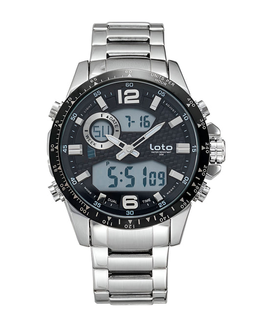 Reloj Loto Hombre Plateado Negro LT-2421-PLNE
