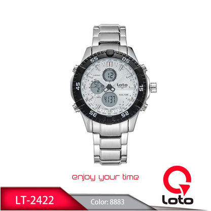Reloj Loto Hombre Plateado Negro LT-2422-PLBL
