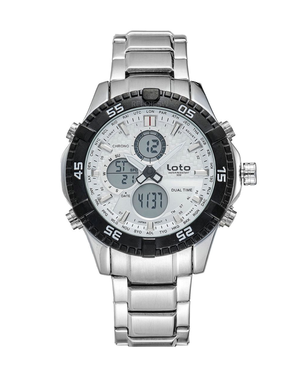 Reloj Loto Hombre Plateado Negro LT-2422-PLBL