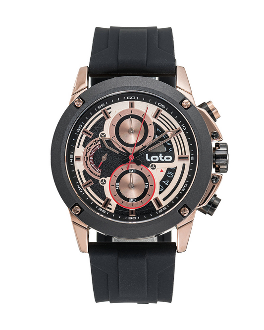 Reloj Loto Hombre Negro Oro Rosa LT-2428-NEOR