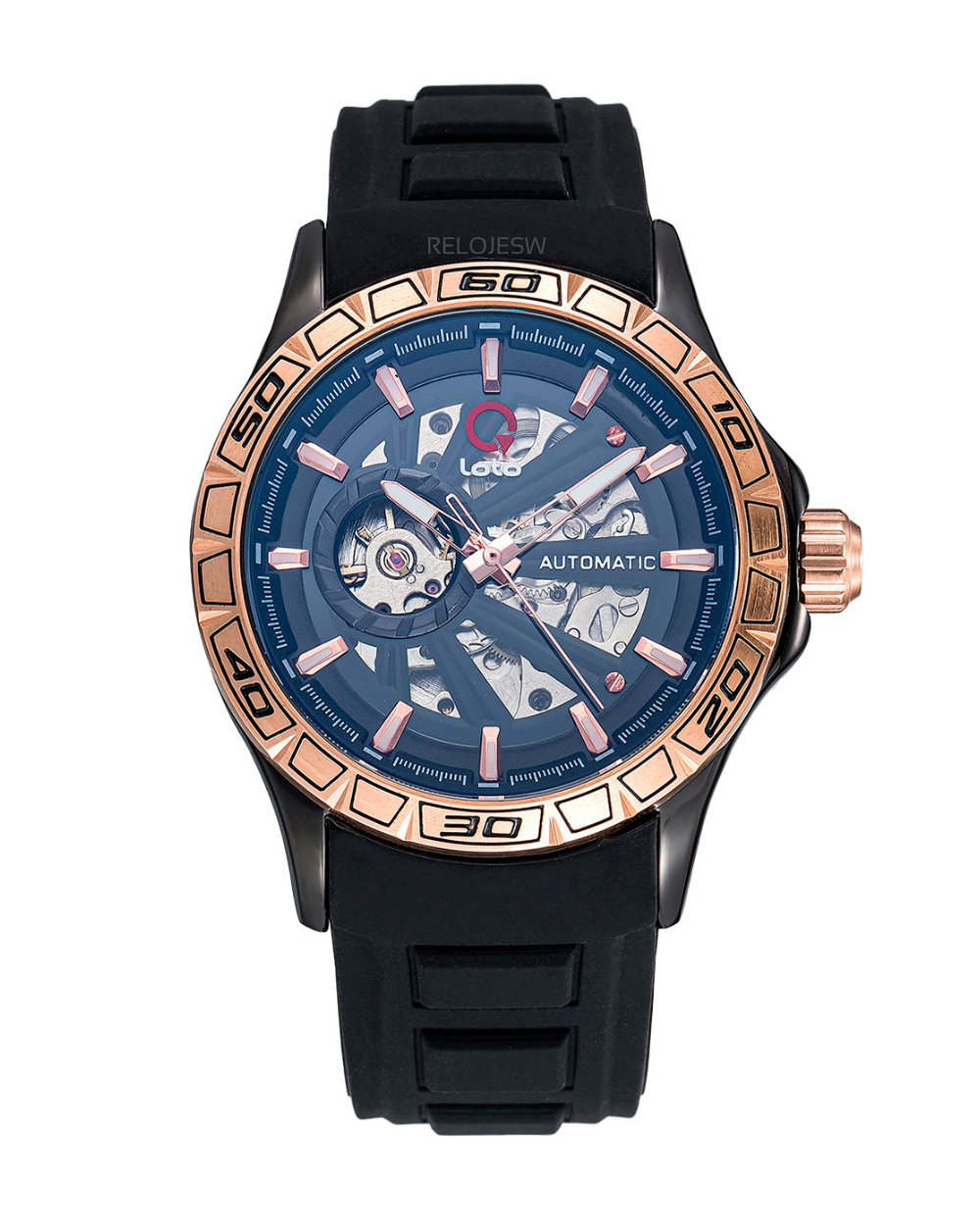 Reloj Loto Hombre Negro Oro Rosa LT-2501S-NEOR