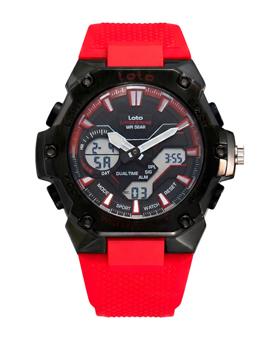 Reloj Loto Hombre Original Rojo LT-2575-RONE