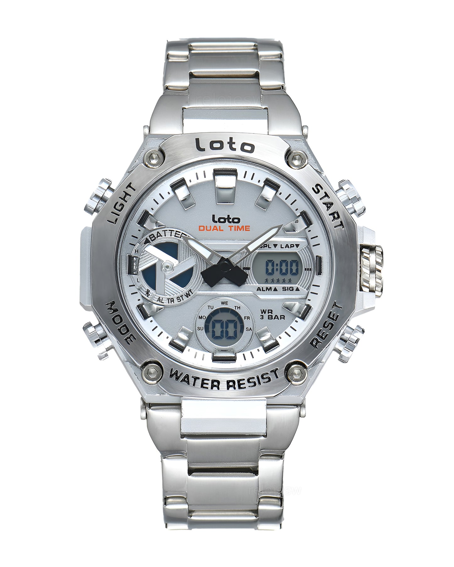 Reloj Loto Hombre Original Plateado LT-2580-PLPL