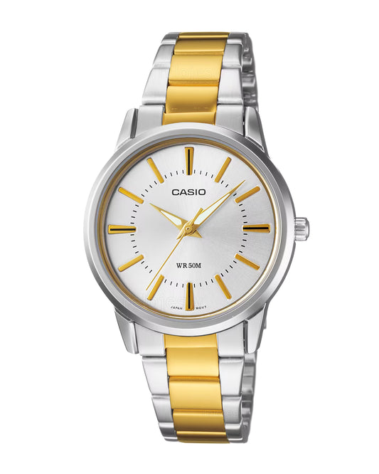 Reloj Casio Mujer Original Plateado y Dorado LTP-1303SG-7AV