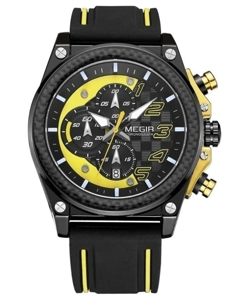 Reloj Megir Hombre Negro Amarillo M2051S-NEAM