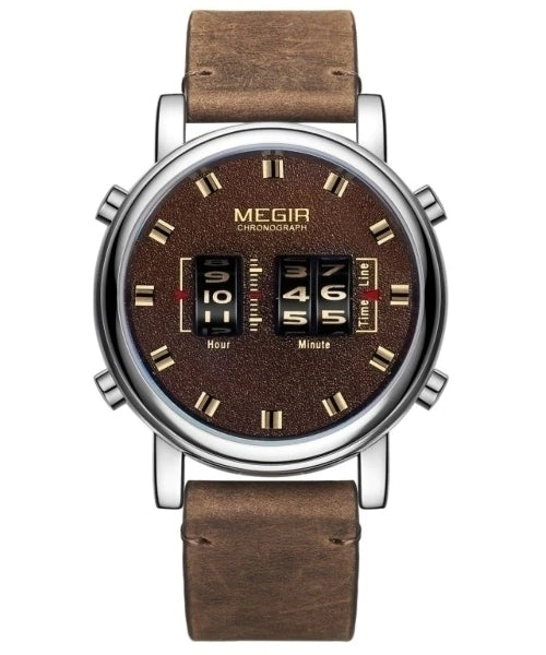 Reloj Megir Hombre Café Plateado M2137L-CFPL