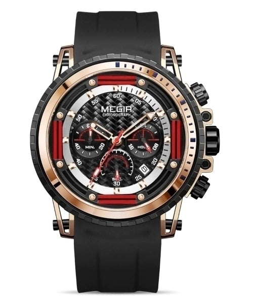 Reloj Megir Hombre Negro Oro Rosa M2143S-NEOR