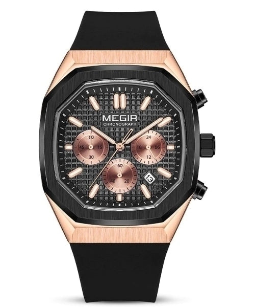 Reloj Megir Hombre M2215S Negro Oro Rosa