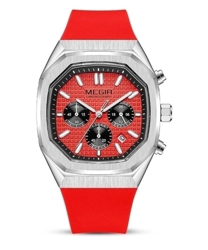 Reloj Megir Hombre Rojo Plateado M2215S-ROPL