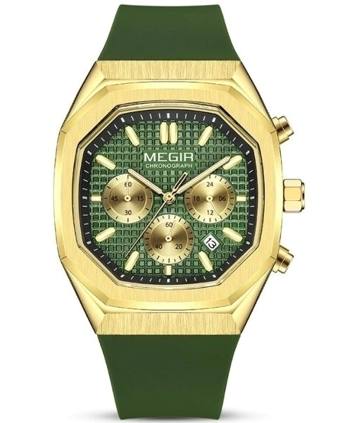 Reloj Megir Hombre Verde Dorado M2215S-VEDO