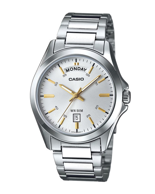 Reloj Casio Hombre Original Plateado MTP-1370D-7A2V