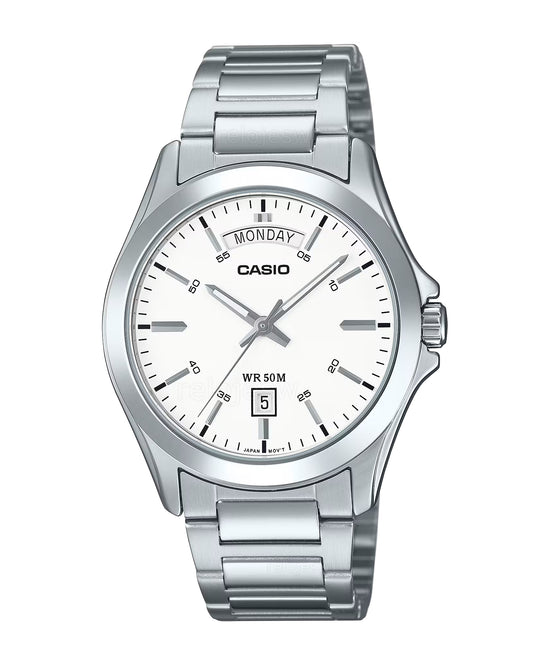 Reloj Casio Hombre Original Plateado MTP-1370D-7A3V