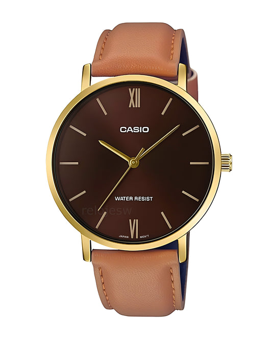 Reloj Casio Original Hombre Café MTP-VT01GL-5B