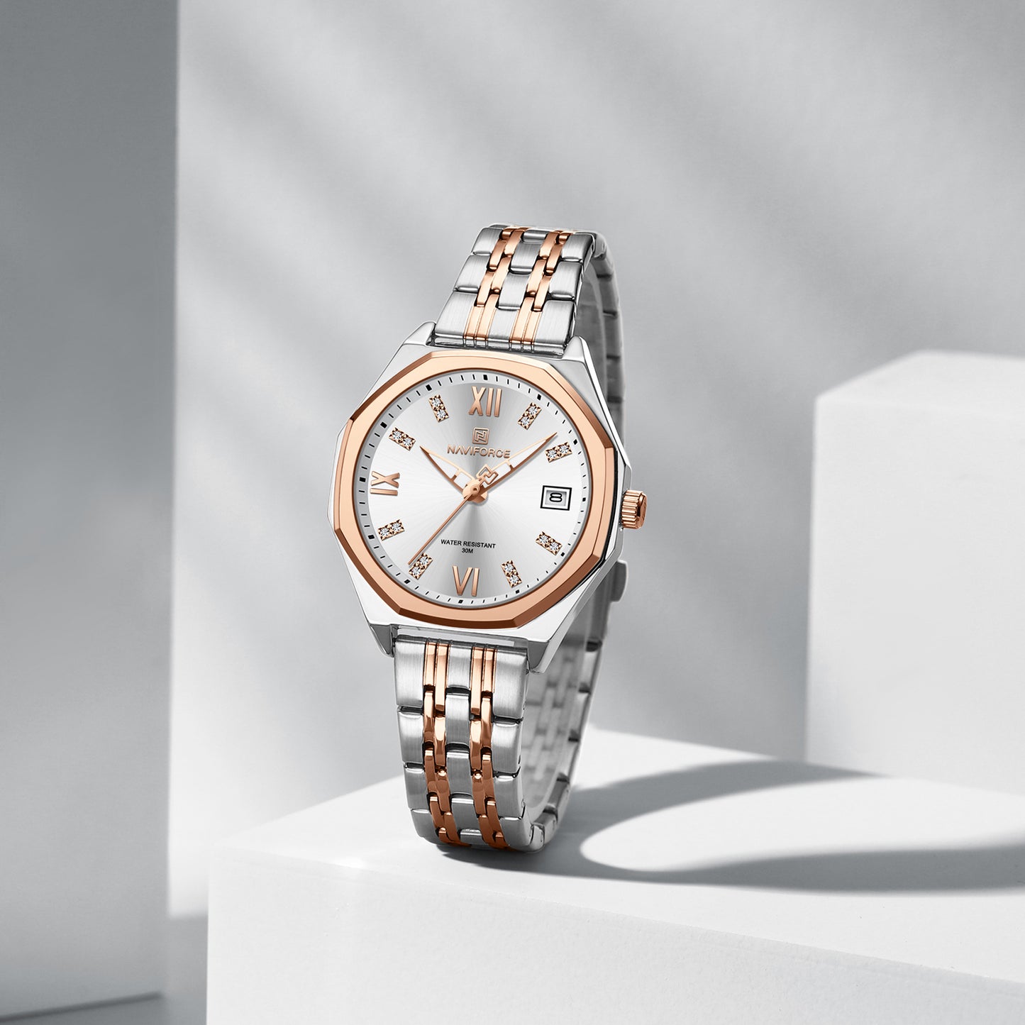 Reloj Naviforce Mujer Plateado y Oro Rosa NF5052-PLOR