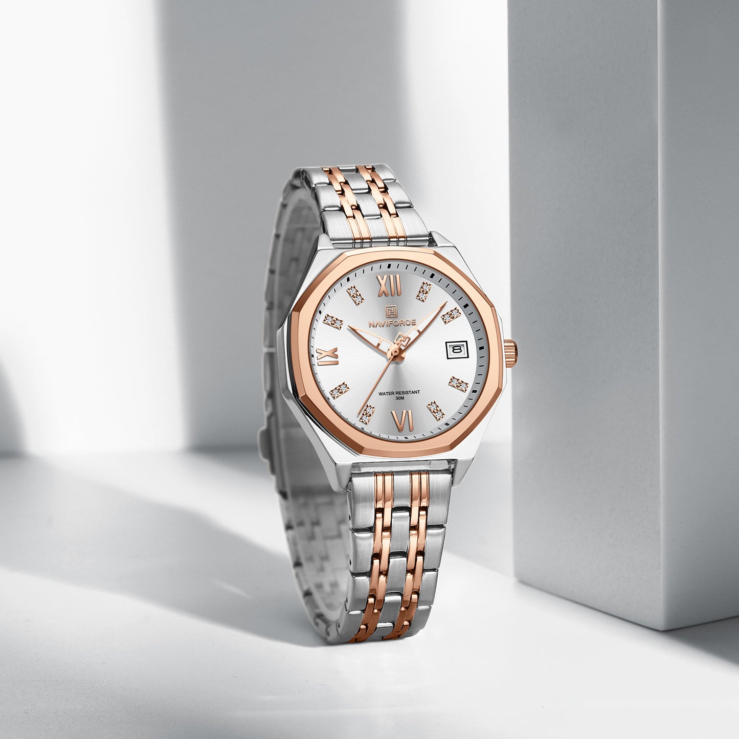Reloj Naviforce Mujer Plateado y Oro Rosa NF5052-PLOR