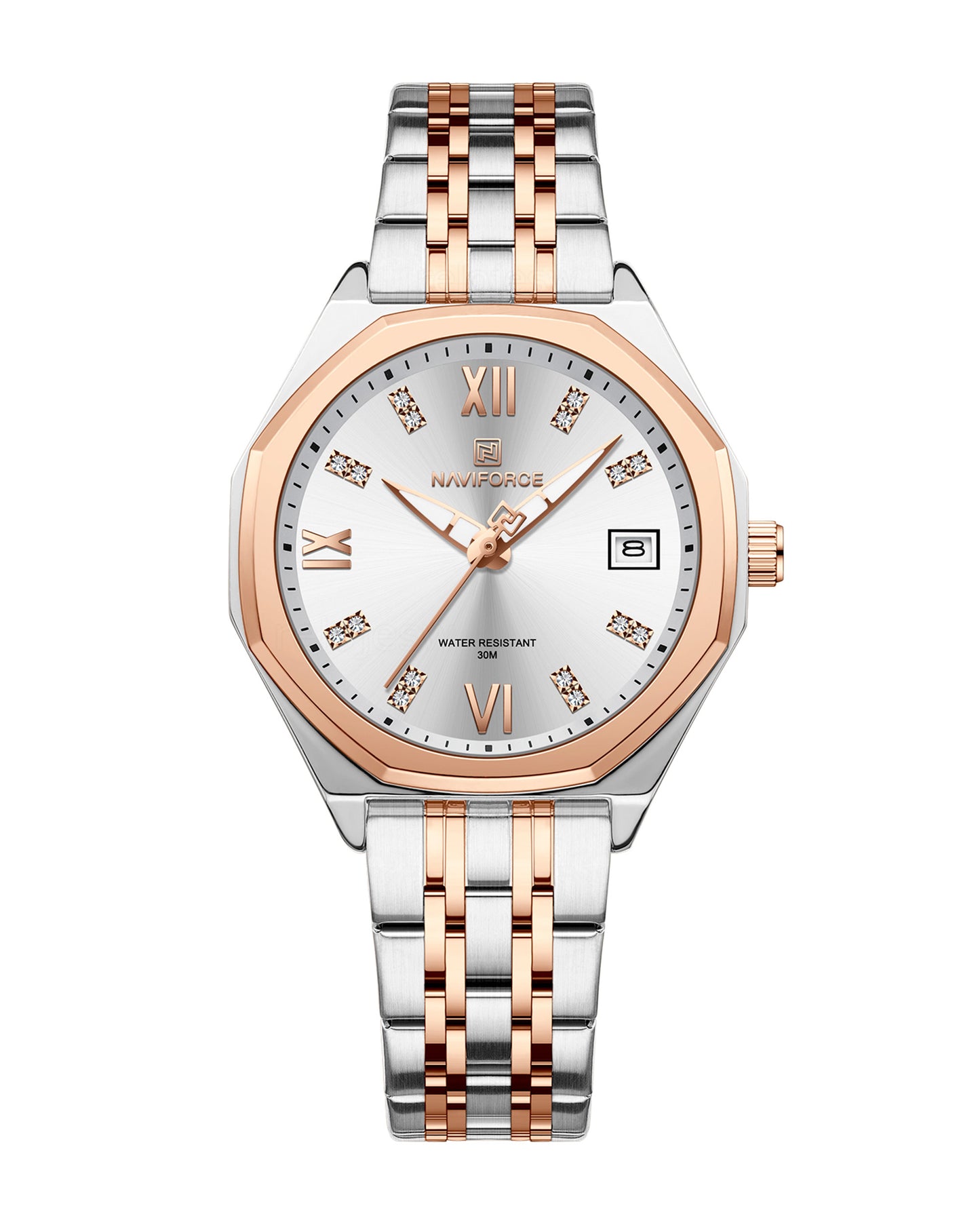Reloj Naviforce Mujer Plateado y Oro Rosa NF5052-PLOR