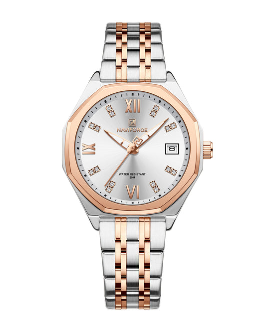 Reloj Naviforce Mujer Plateado y Oro Rosa NF5052-PLOR