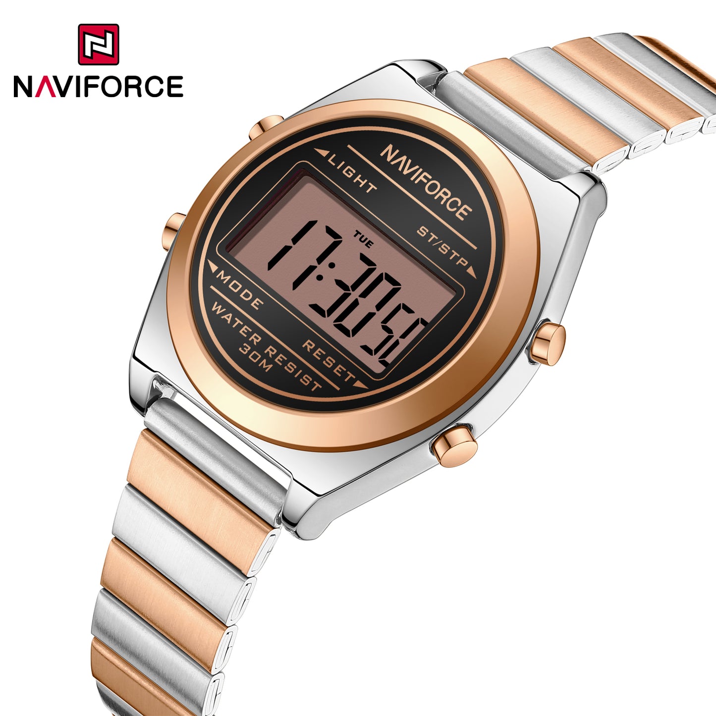 Reloj Naviforce Mujer Plateado y Oro Rosa NF5066-PLOR