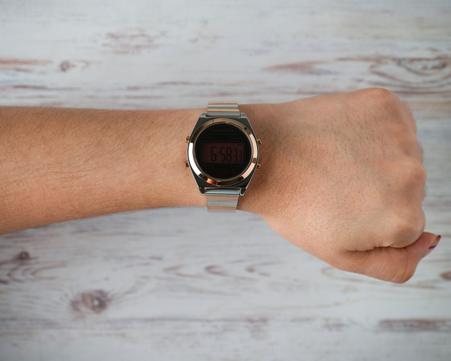 Reloj Naviforce Mujer Plateado y Oro Rosa NF5066-PLOR