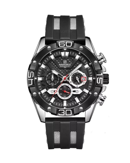 Reloj Naviforce Hombre Negro Plateado NF8019T-2