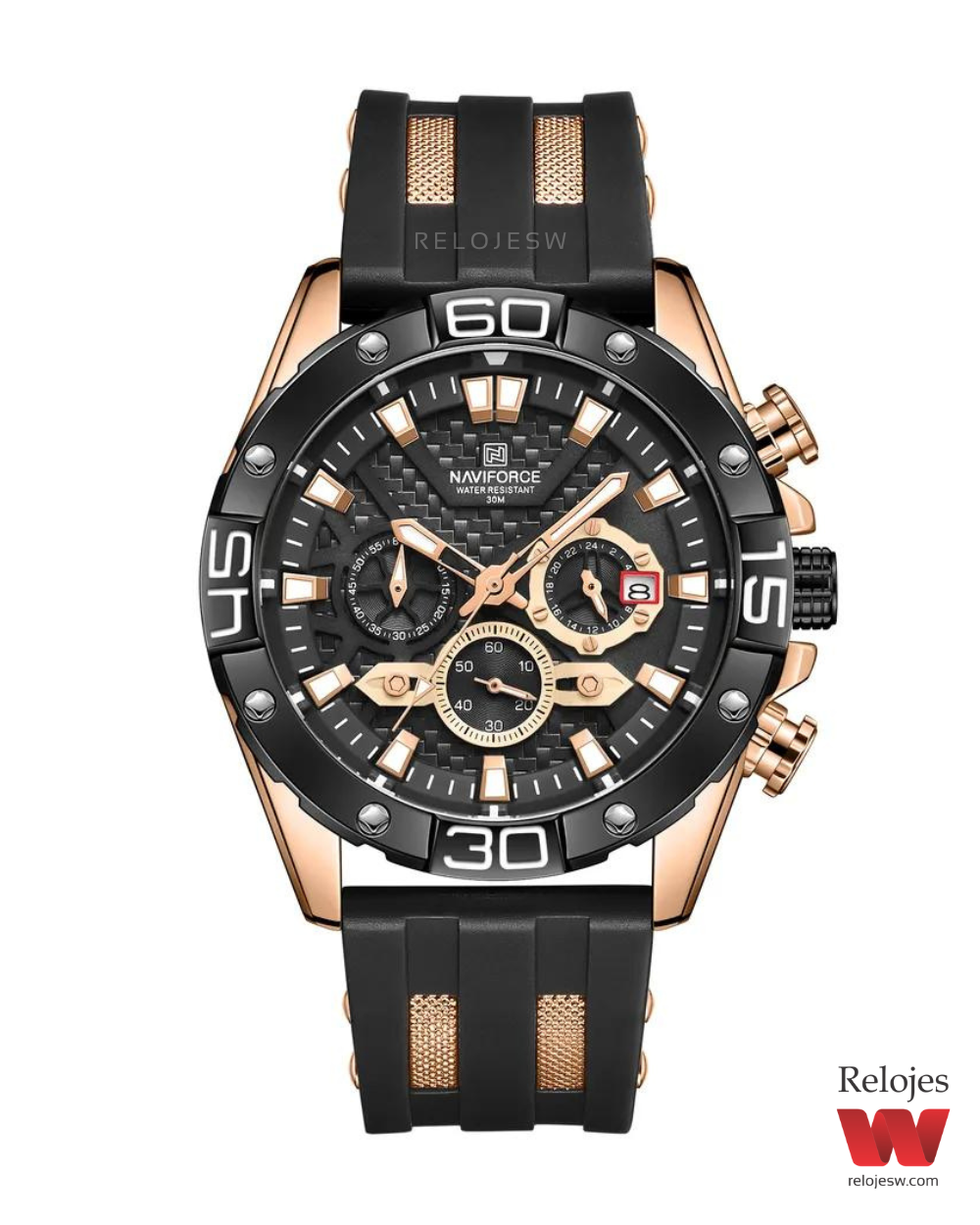 Reloj Naviforce Hombre NF8019T Negro Oro Rosa