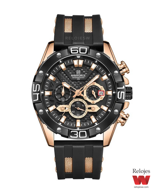 Reloj Naviforce Hombre NF8019T Negro Oro Rosa