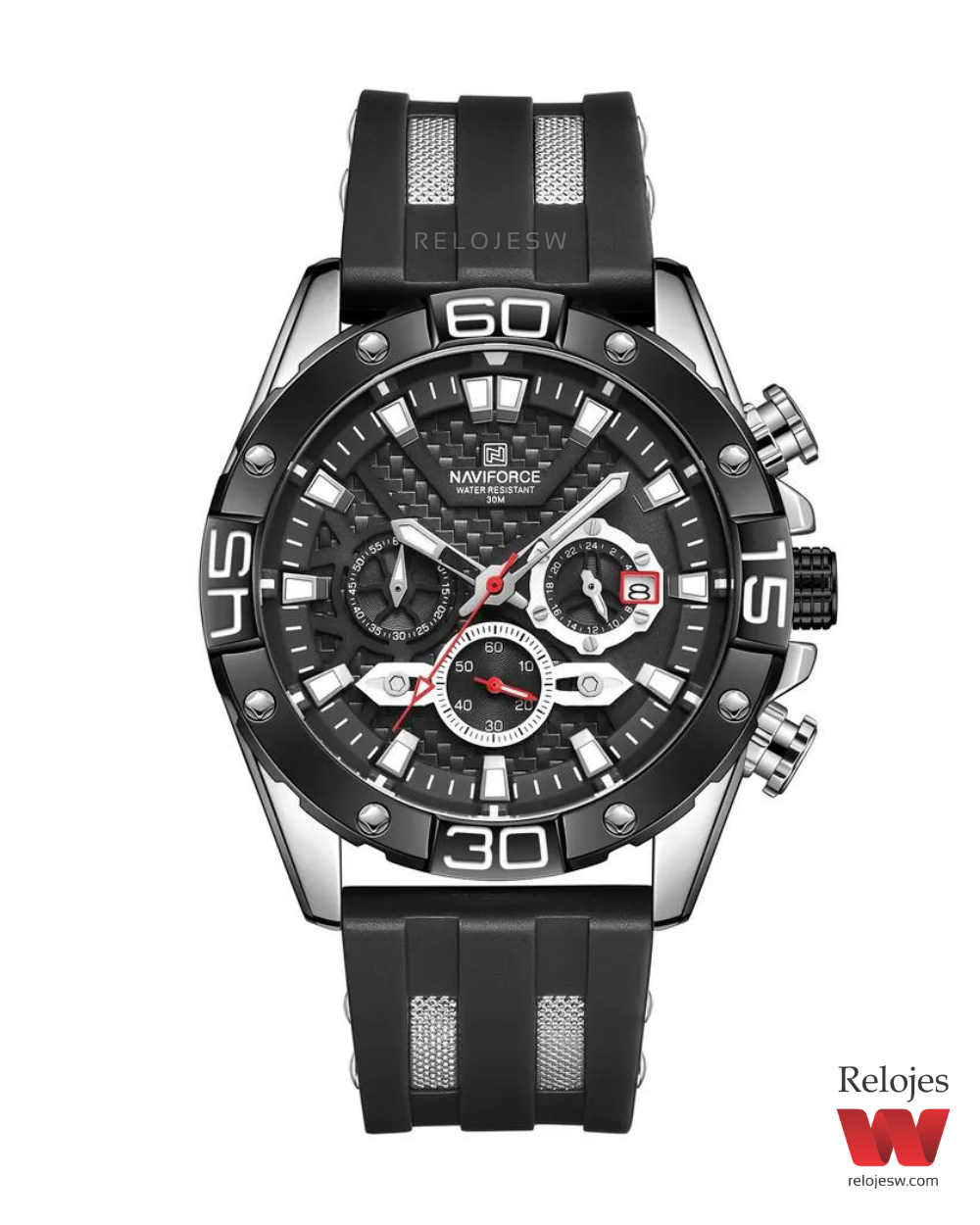 Reloj Naviforce Hombre Negro Plateado NF8019T-NEPL