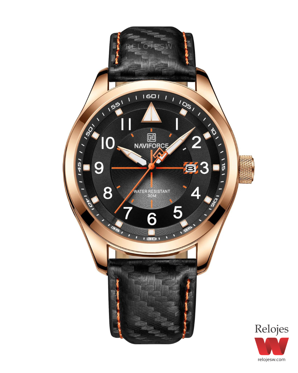 Reloj Naviforce Hombre Negro Oro Rosa NF8022-NEOR