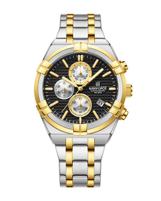 Reloj Naviforce Hombre Plateado y Dorado NF8042-BINE
