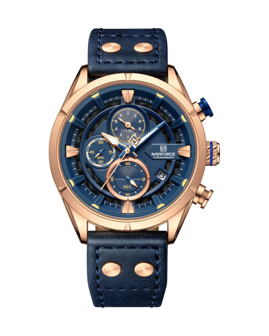 Reloj Naviforce Hombre Azul Oro Rosa NF8045-AZOR