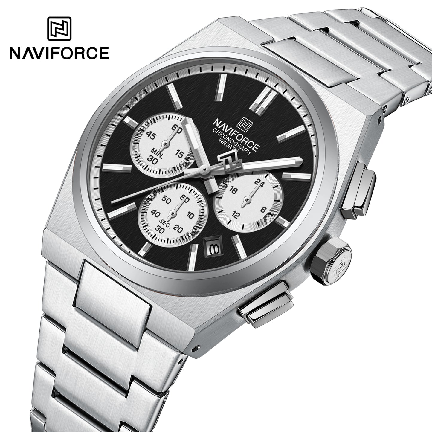 Reloj Naviforce Hombre Plateado Negro NF8048G-PLNE