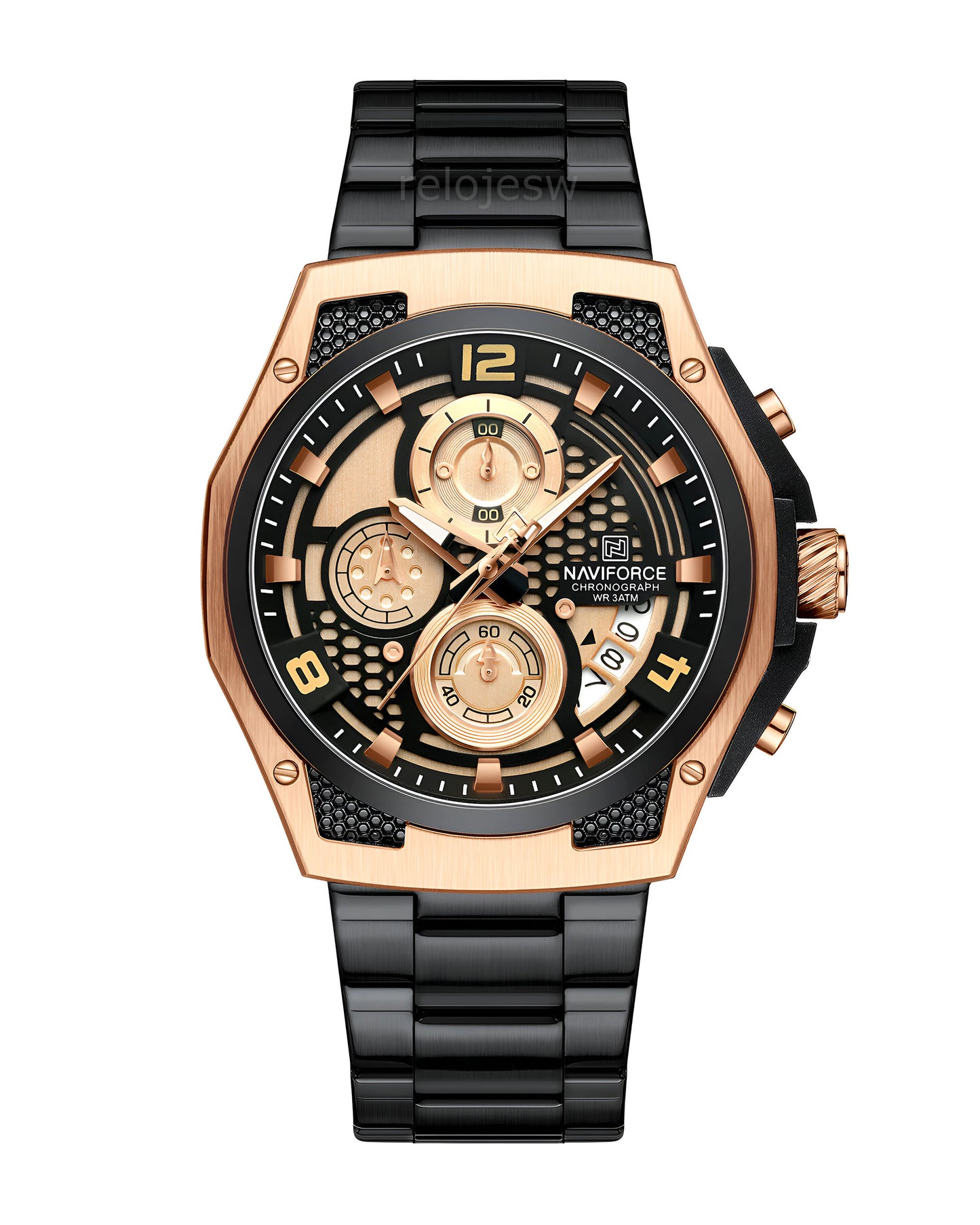 Reloj Naviforce Hombre Negro Oro Rosa NF8051S-NEOR