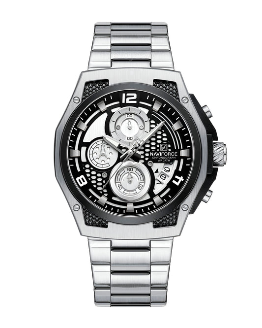 Reloj Naviforce Hombre Plateado Negro NF8051S-PLNE