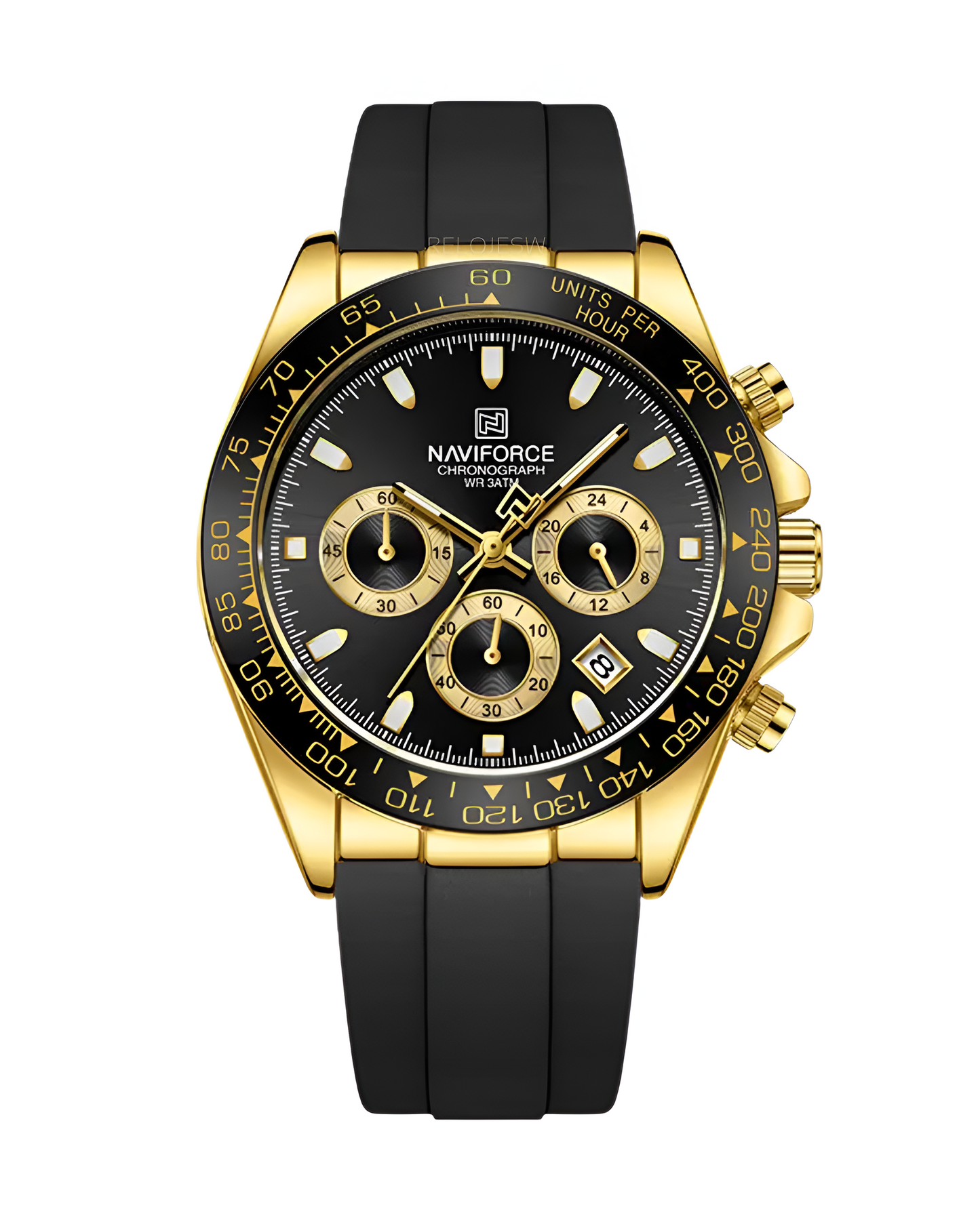 Reloj Naviforce Hombre Negro Dorado NF8054-NEDO