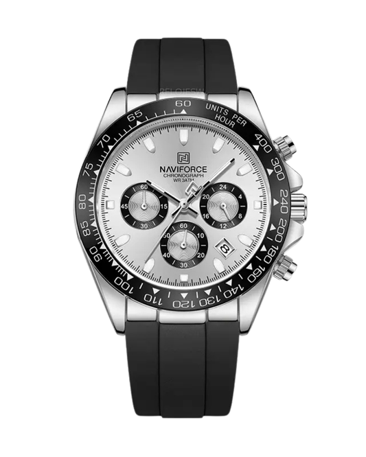 Reloj Naviforce Hombre Negro Plateado NF8054-NEPLPL