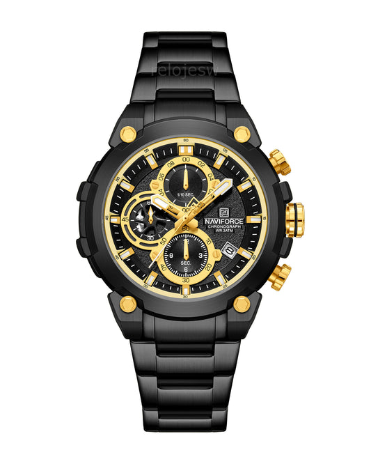 Reloj Naviforce Hombre Negro Dorado NF8071-NEDO