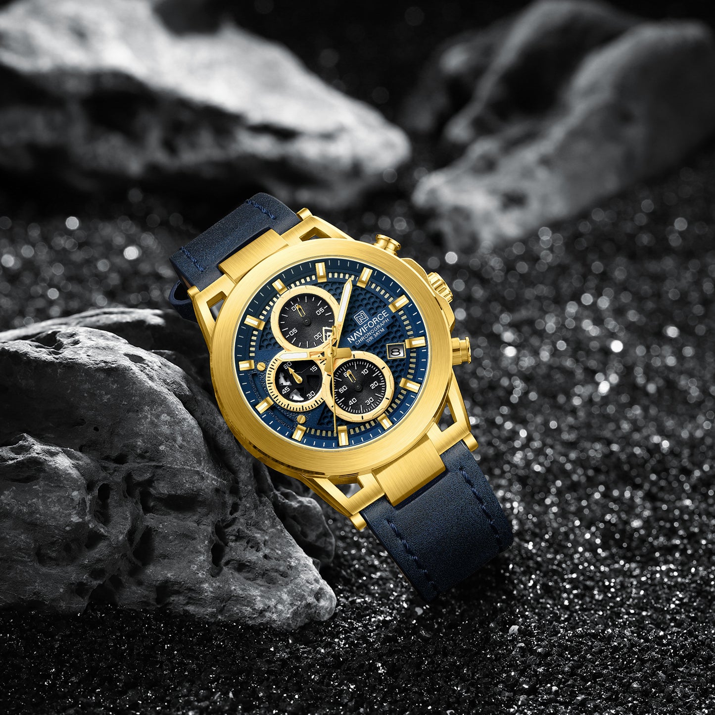 Reloj Naviforce Hombre Azul Dorado NF8073-AZDO